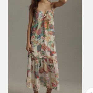 By Anthropologie Chiffon Shift Midi Dress